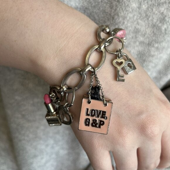 Juicy Couture Charm Bracelet Lipstick Scottie Dog Bling Y2K 90s Pink Mean Girls - Picture 14 of 16